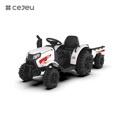 CJ-1009B Niños viajan en tractor con control remoto, tractor eléctrico con remolque para niños pequeños con potentes motores duales,