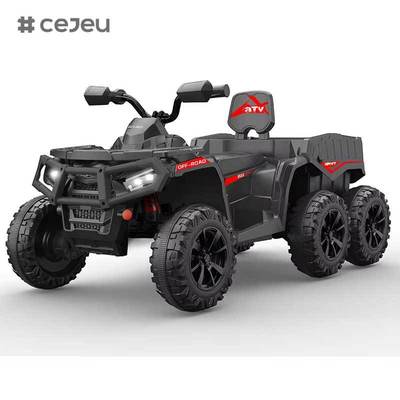 CJ-JC606 Kids Battery Powered Plastic Ride on UTV 4-Wheel Electric Car with Music Lights and Slide Gift
