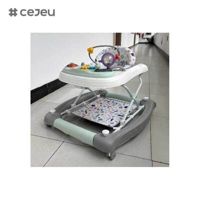 CJ-BST-9308 (WALKER + ROCKER+PUSH), Walker & Rocker 2 en 1: paseo musical luminoso con elevación de 3 niveles y base de agarre seguro”