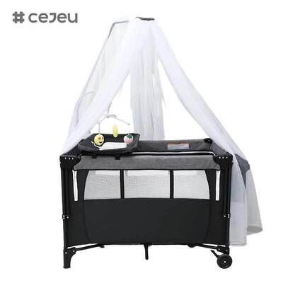 CJ-DM-YC-501 Cama de bebé plegable Cuna de bebé con empalme Cama grande, portátil, móvil, cama mecedora para recién nacidos