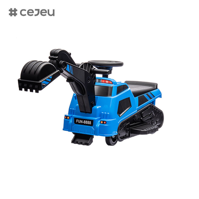 KINTEX CJ-009E Niños montan en un tractor con almacenamiento, scooter de excavadora regalo para niños, 6V4.5AH Volante/cuerno/música