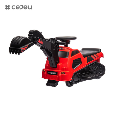 KINTEX CJ-009E Niños montan en un tractor con almacenamiento, scooter de excavadora regalo para niños, 6V4.5AH Volante/cuerno/música