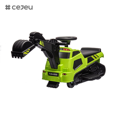 KINTEX CJ-009E Niños montan en un tractor con almacenamiento, scooter de excavadora regalo para niños, 6V4.5AH Volante/cuerno/música