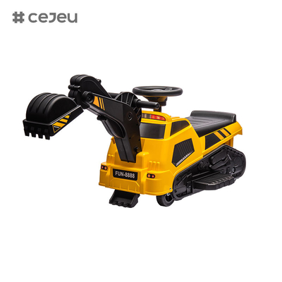 KINTEX CJ-009E Niños montan en un tractor con almacenamiento, scooter de excavadora regalo para niños, 6V4.5AH Volante/cuerno/música