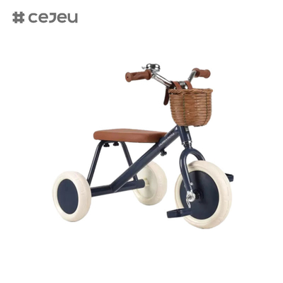 CJ-T-212, triciclo, cesta grande de ratán tejido, marco de acero de alto carbono con capacidad de carga súper fuerte