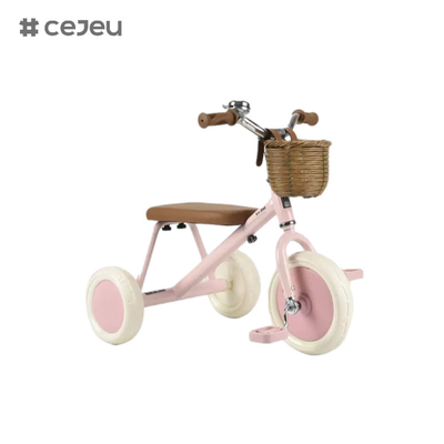CJ-T-212, triciclo, cesta grande de ratán tejido, marco de acero de alto carbono con capacidad de carga súper fuerte