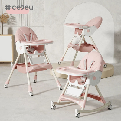 CJ-27,3 en 1+PP+Cesta de almacenamiento,rosa/gris/azul/oro,cuatro de color,60*75*97cm,Sécuridad confiable y silla alta para bebés