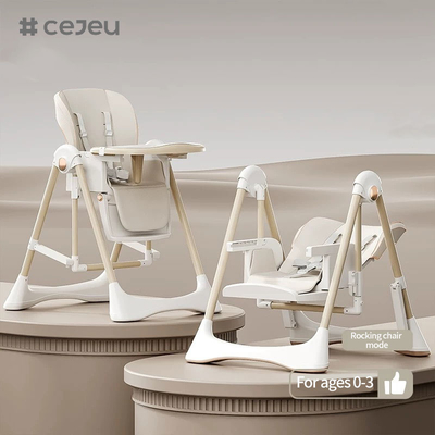 CJ-28,2 en 1+PP+Swing,Grey/White/Pink/Brown,cuatro de color,tamaño de embalaje 64*31*57cm,silla alta de bebé fiable y segura