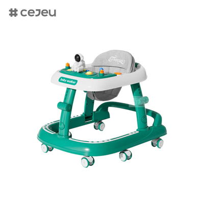 CJ-5688, andador de bebé, Música 7 Ajustador de altura Rueda silenciosa * 6 almohadón: lino Un clic plegable, Rojo Verde Negro