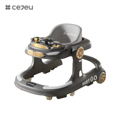 CJ-958, andador para bebés, kaki de color naranja gris, música/luces 6 ajuste de altura, plegable con un solo clic, tamaño 58*60*75, silencioso y universal