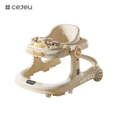 CJ-958, andador para bebés, kaki de color naranja gris, música/luces 6 ajuste de altura, plegable con un solo clic, tamaño 58*60*75, silencioso y universal