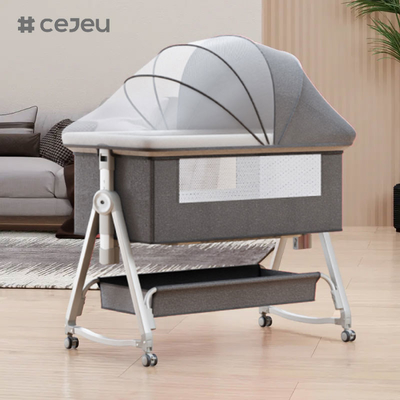 Cuna de bebé desmontable cuna junto a la cama con mosquiteros y colchón, cuna altura ajustable, el recién nacido debe tener cama