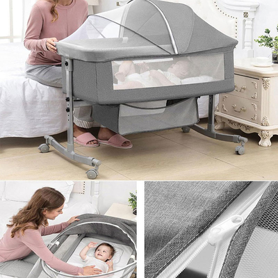 con ruedas, cuna con colchón, cuna ajustable, cama lateral, con cesta de almacenamiento, mosquiteros, bebé portátil plegable
