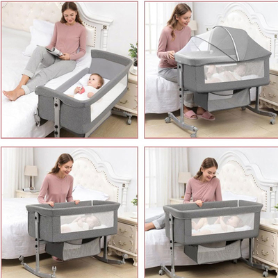 con ruedas, cuna con colchón, cuna ajustable, cama lateral, con cesta de almacenamiento, mosquiteros, bebé portátil plegable