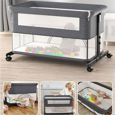 Cama de bebé 3 en 1, cuna plegable con mosquiteros, colchón incluido, cuna ajustable en altura para bebés recién nacidos
