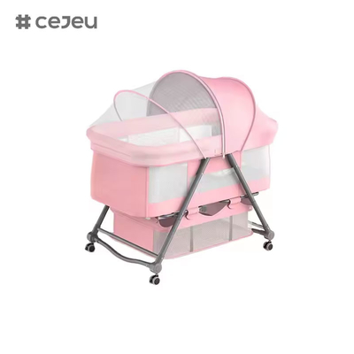 CJ-BJJ-001 Cuna de bebé de altura ajustable Cuna de bebé de altura ajustable cama cuna cuna con cuna 300D tela de lino de cuatro colores
