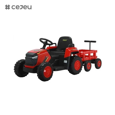 CJ-DLS-X18 niños tractor eléctrico coche de juguete doble motor 12v batería alimentada por plástico paseo en coche de juguete con música luz LED