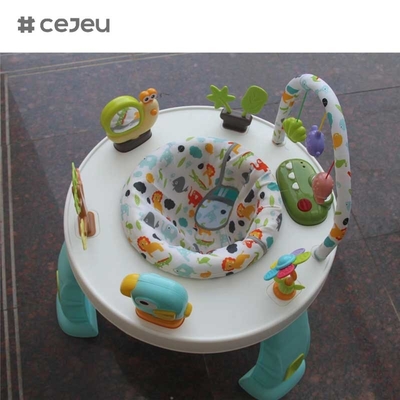 CJ-XTD-901 3-en-1 Mesa de actividades multifuncional para niños Baby Walker y interesante conjunto de bloques de construcción con marco de plástico
