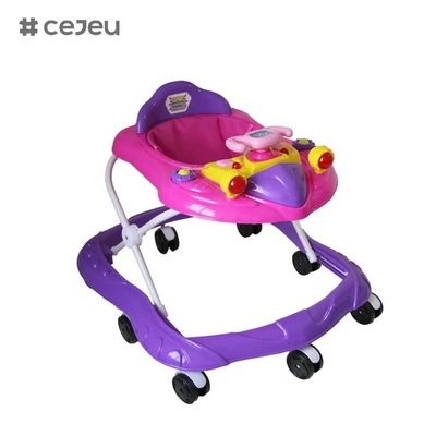 CJ-XTD-105 nuevo baby walker multifuncional negro barato simple baby walker con música bajo precio de venta caliente con altura del freno ajustable
