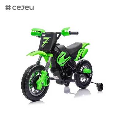 CJ-XB-8015 Motocicleta eléctrica de 12 V con batería para niños de 3 a 8 años con ruedas de entrenamiento Cuerno y sonido de arranque Certificado EN71
