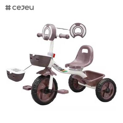 CJ-HLZ-791 Triciclo de pedales para niños, diseño frontal elegante, equipado con música y luces, nuevo modelo de triciclo para niños