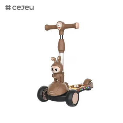 CJ-HLW-209,Labubu Scooter plegable para niños de 3 a 12 años de edad Scooter de ruedas de flash de pequeño tamaño de crecimientoNuevo dibujo animado del fabricante Labubu Style Scooter para niños con luces de plástico extensible y plegable