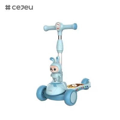 CJ-HLW-209,Labubu Scooter plegable para niños de 3 a 12 años de edad Scooter de ruedas de flash de pequeño tamaño de crecimientoNuevo dibujo animado del fabricante Labubu Style Scooter para niños con luces de plástico extensible y plegable