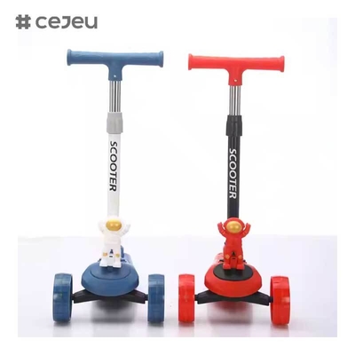 CJ-YLKB-808 2025 Venta caliente Pequeño astronauta Scooter eléctrico para niños Tres ruedas de PU luz y música producto de baile de resorte y barato
