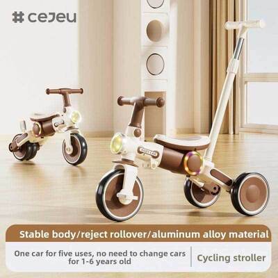 CJ-YB-666 Children's Plastic Baby Tricycle Stroller Ages 1-6 Sitting Sliding Multifunctional Lightweight Sunshade Three-Wheeled
