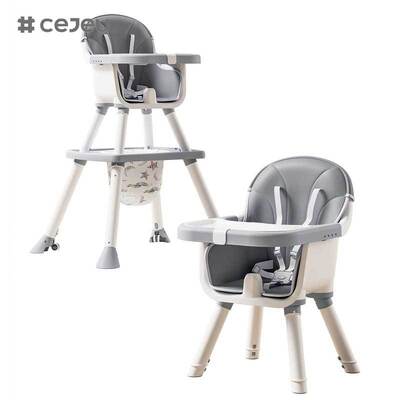 CJ-PM-028 Silla de comedor para alimentación, cinturón de seguridad ajustable en altura, asiento plegable multifuncional suave para bebé, silla para bebé