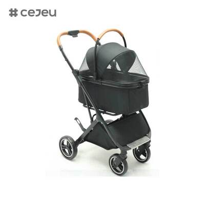 CJ-HQ-268 Último carrito para mascotas de hierro cómodo y ajustable, jaula con soporte Separable, plegable, ligera y extraíble, de 4 ruedas para perros y gatos