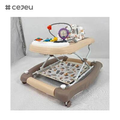 CJ-BST-9308 (WALKER + ROCKER+PUSH), Walker & Rocker 2 en 1: paseo musical luminoso con elevación de 3 niveles y base de agarre seguro”