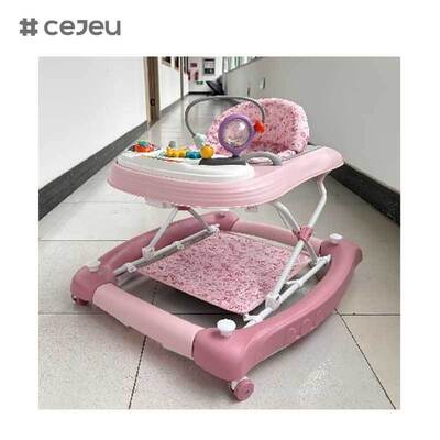 CJ-BST-9308 (WALKER + ROCKER+PUSH), Walker & Rocker 2 en 1: paseo musical luminoso con elevación de 3 niveles y base de agarre seguro”