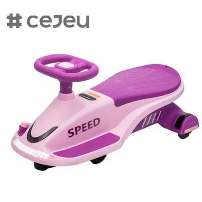 CJ-HP-021 Coche de balanceo eléctrico para niños de 12V con ruedas LED intermitentes, faro y música, coche de juguete para niños de 3 a 8 años